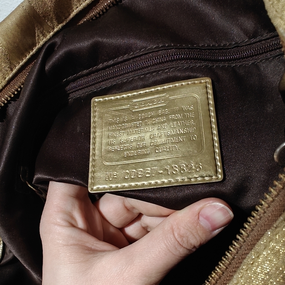 Vintage Y2K Coach Poppy Purse Tag Attached Tote Gold Signature Monogram Logo - Picture 16 of 16